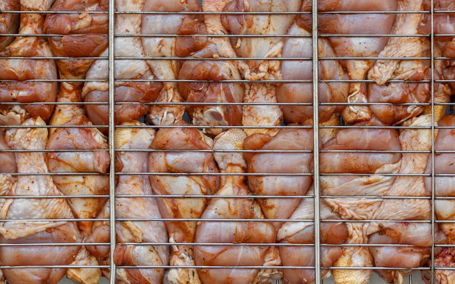 Cuisses de poulet marinées dans un plat au frais