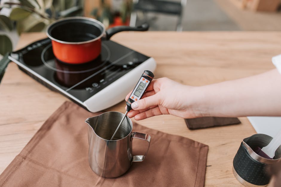 Thermomètre de cuisine numérique sur un plan de travail