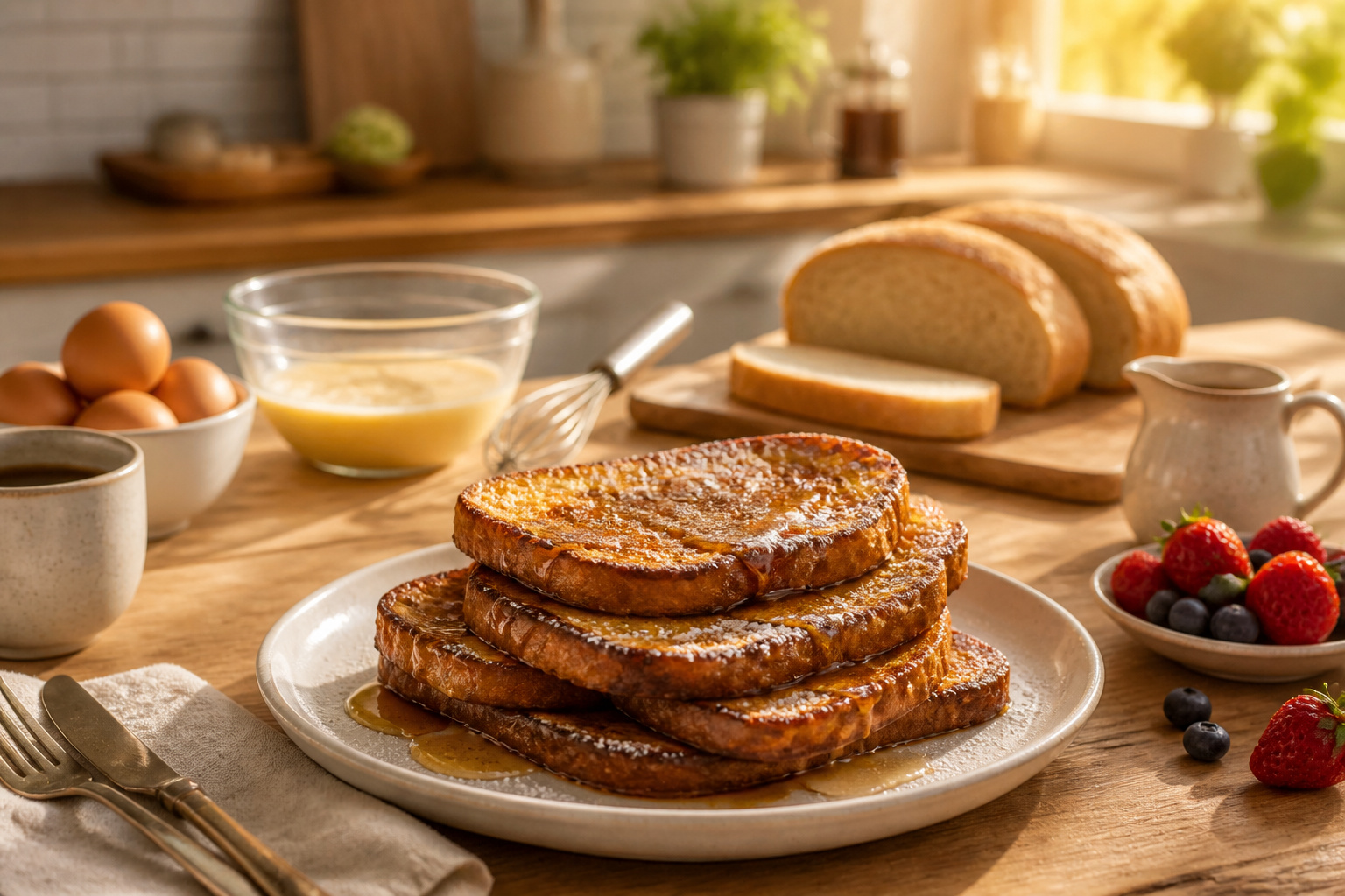 Pain perdu dore au soleil