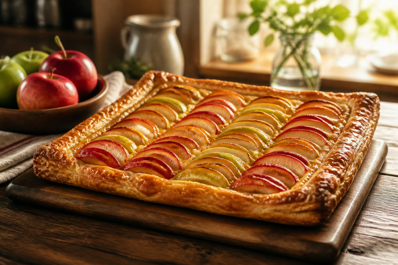 Tarte aux pommes doree et feuilletee
