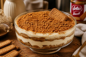 Tiramisu speculoos gourmand dans un plat elegant