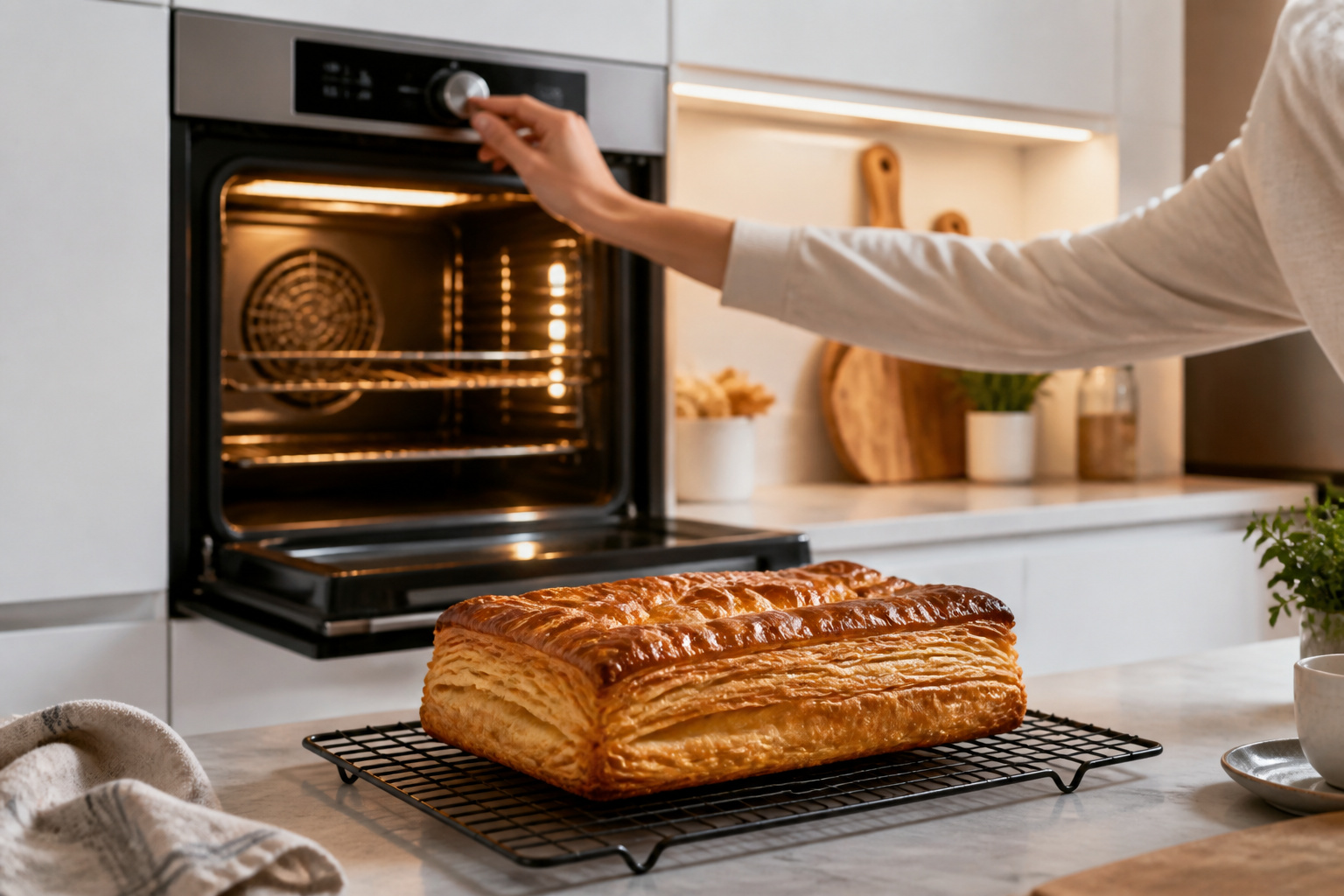 Pate feuilletee parfaite sortant du four