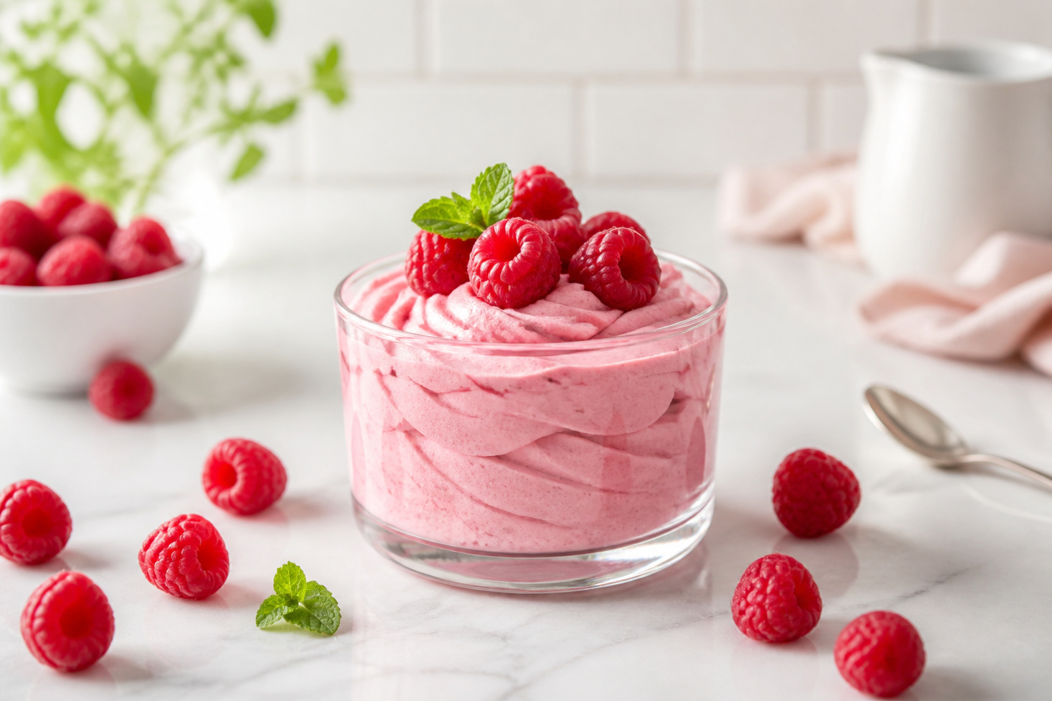 Mousse framboise delice fruite et leger